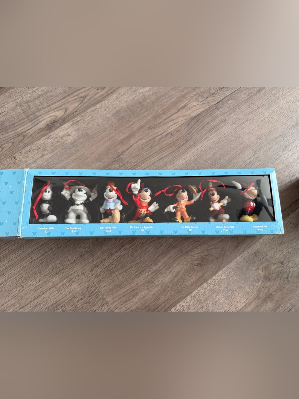 RARE Disney Mickey Mouse Ornament Set of 7 - Through the years